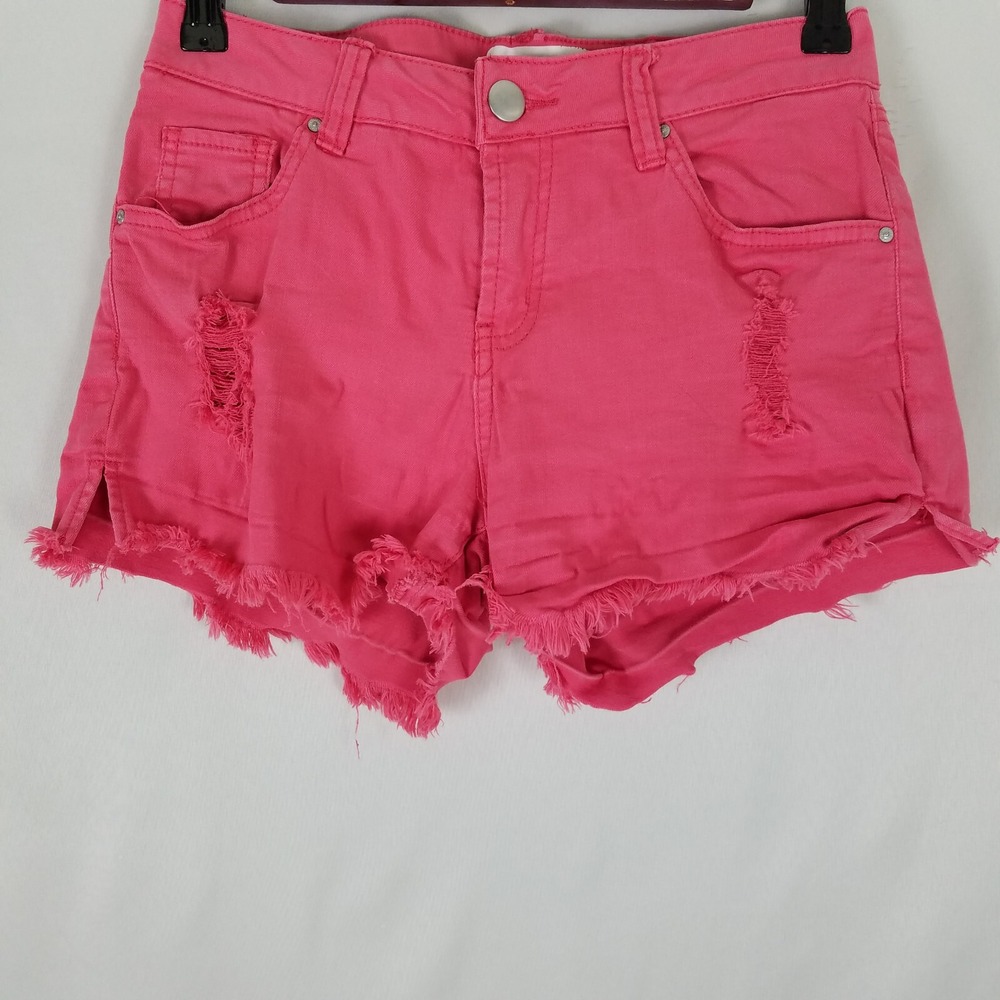 Rewash Denim Shorts Womens 0‎ Pink Jean Mid Rise Shortie Distressed Cut Off